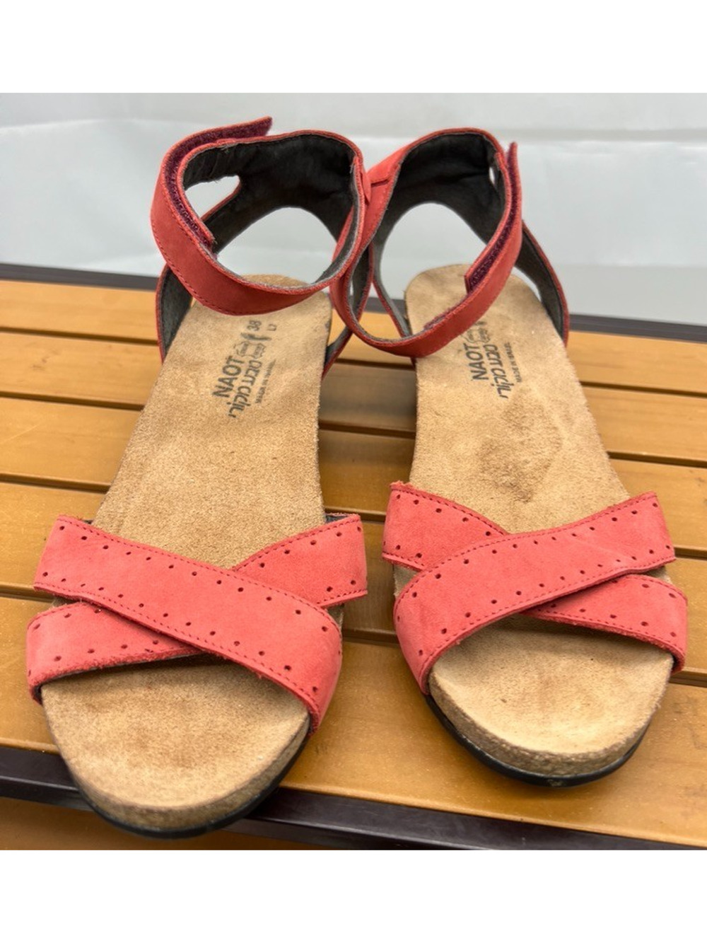 Naot Wand Brick Red Glass Brown Wedge Sandal Women's size EU 38 / US 7 NEW!!!